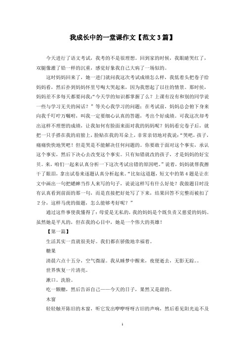 精选我成长中的一堂课作文【范文3篇】