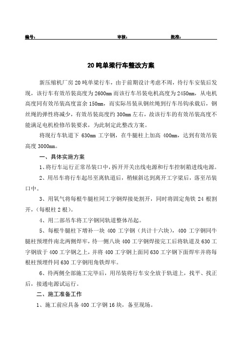 20吨单梁行车整改方案