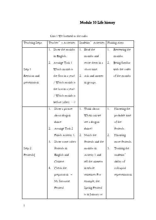 外研版英语七年级下册module 10《unit 1 we listened to the radio》优秀教案1(重点资料).doc