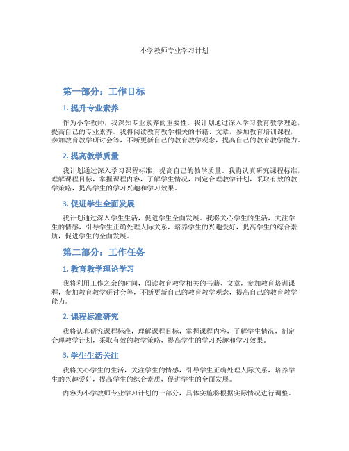 小学教师专业学习计划