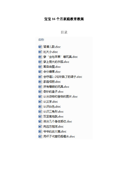 宝宝16个月家庭教育教案