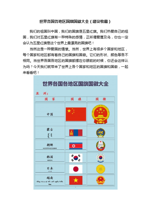 世界各国各地区国旗国徽大全（建议收藏）