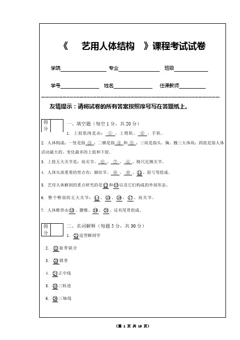 艺用人体结构试题含参考答案