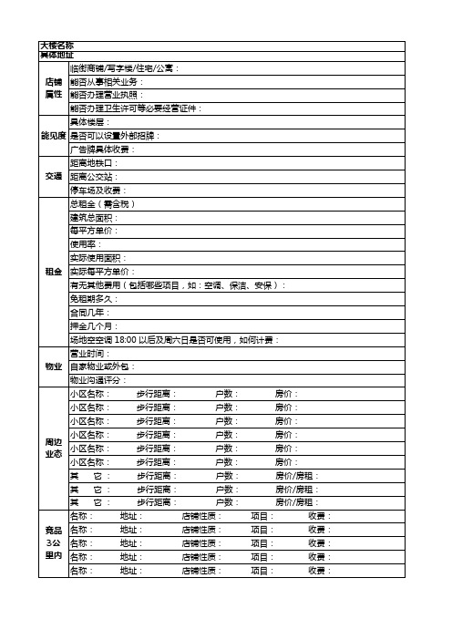 门店选址调研表