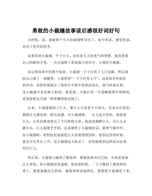 勇敢的小裁缝故事读后感很好词好句