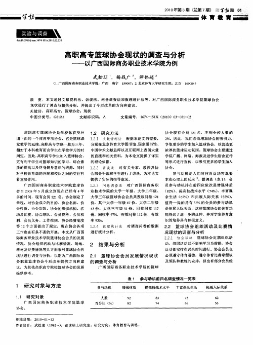 高职高专篮球协会现状的调查与分析——以广西国际商务职业技术学院为例