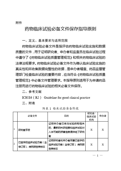 药物临床试验必备文件保存指导原则