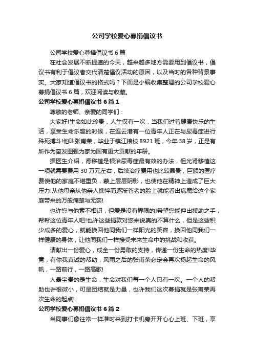 公司学校爱心募捐倡议书6篇