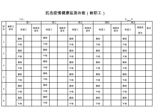 新冠肺炎(教师)健康监测台账