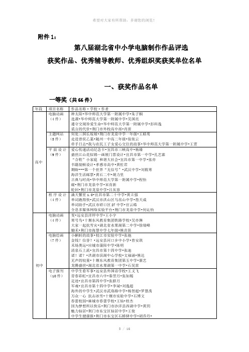 第八届湖北省中小学电脑制作作品评选