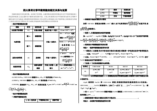 四大高考化学平衡常数的相互关系与运算及参考答案