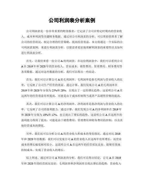 公司利润表分析案例