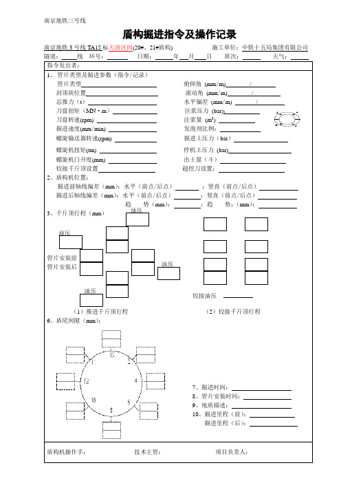 盾构掘进指令