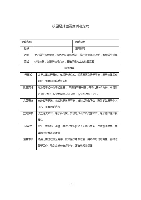 校园足球邀请赛活动方案