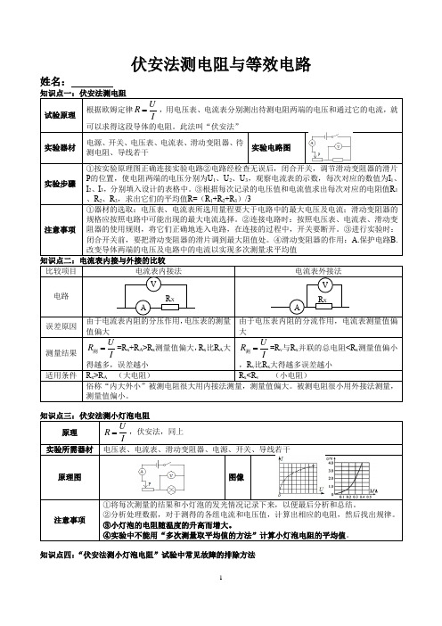 第五章伏安法测电阻与等效电路知识点总结及练习