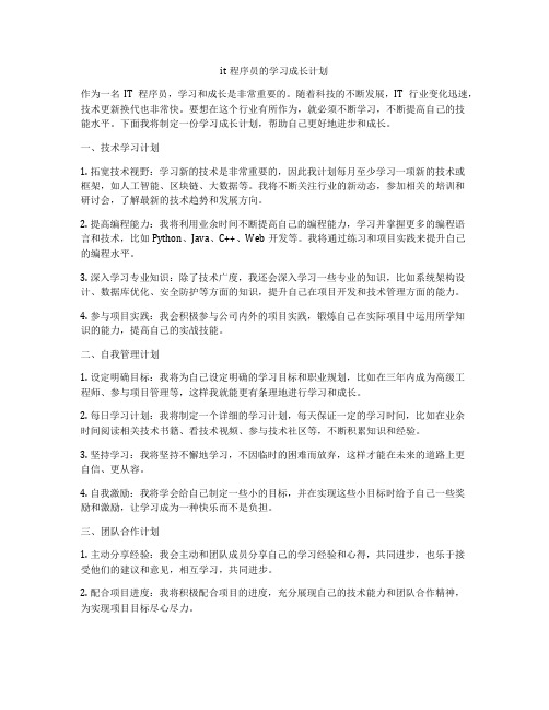 it程序员的学习成长计划