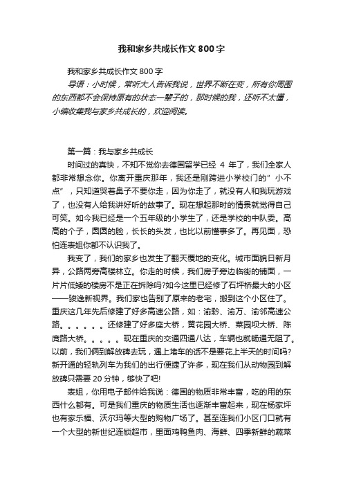 我和家乡共成长作文800字