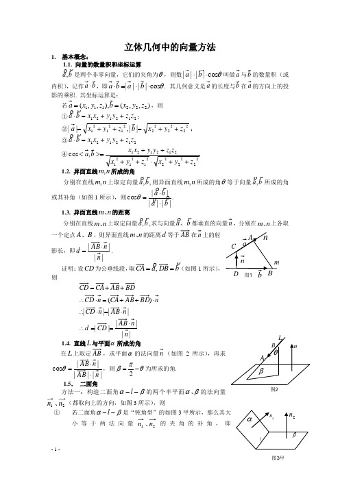 用向量解立体几何