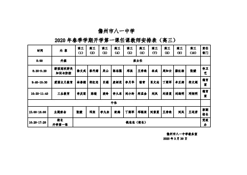 2020年春季学期开学第一天任课教师安排表 (2)