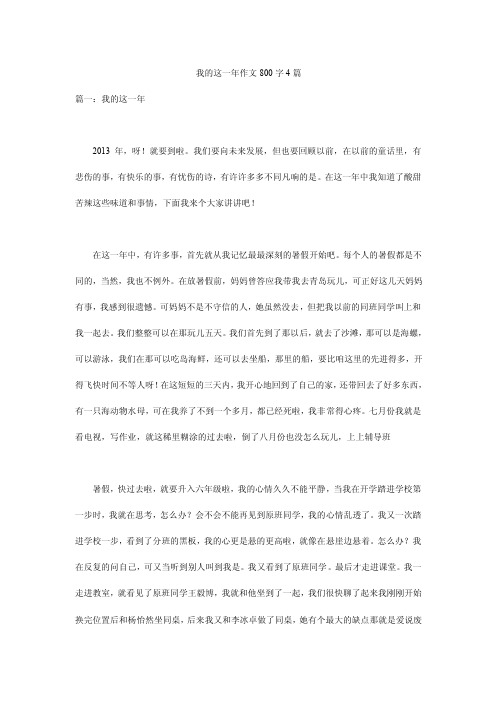 我的这一年作文800字4篇
