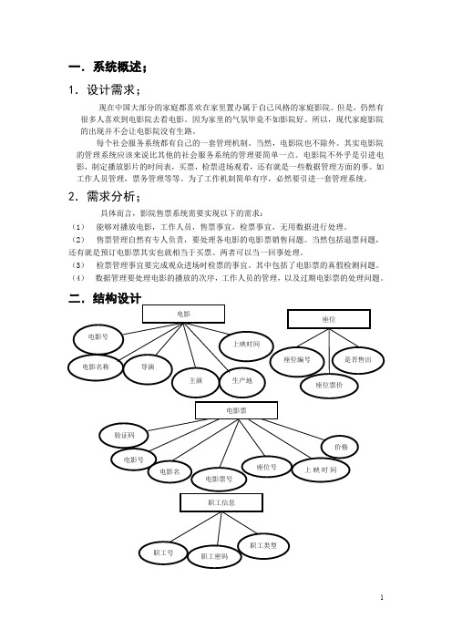 用数据库设计影院售票管理系统