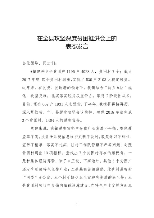 脱贫攻坚推进会表态发言