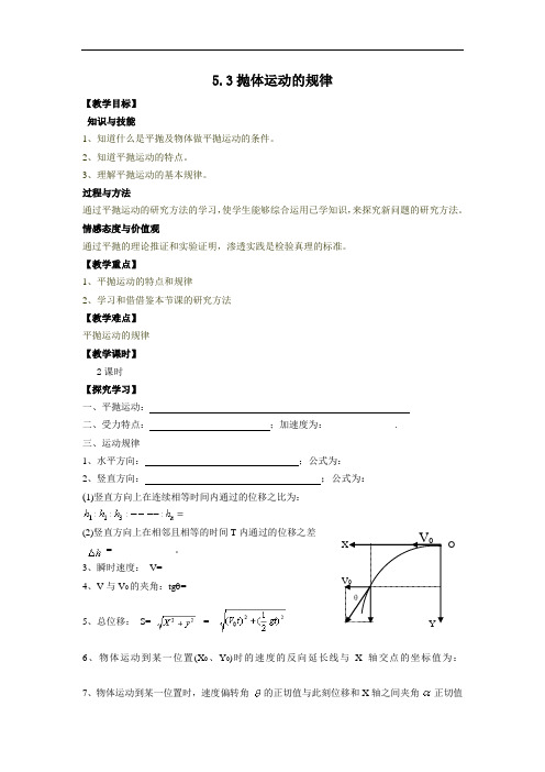 5.3《抛体运动的规律》示范教案doc