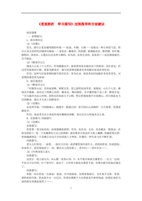 高中语文表达交流《直面挫折学习描写》过程指导和方法建议素材新人教版必修2