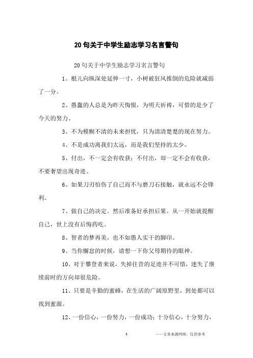 20句关于中学生励志学习名言警句_名人名言