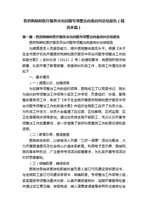 医药购销和医疗服务突出问题专项整治自查自纠总结报告（精选多篇）