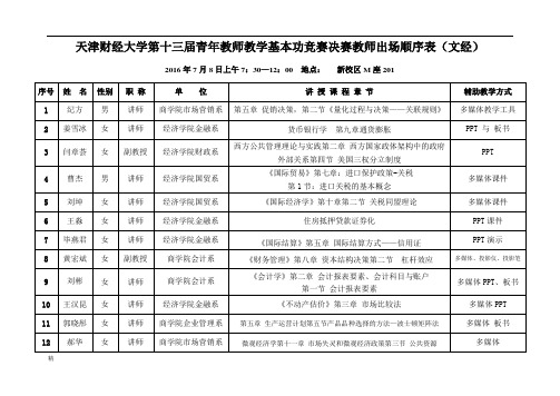 天津财经大学第十三届青年教师教学基本功竞赛决赛教师出场课件.doc