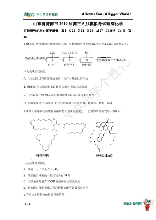 真题-19山东济南模拟测试卷(学生版)