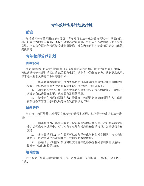 青年教师培养计划及措施