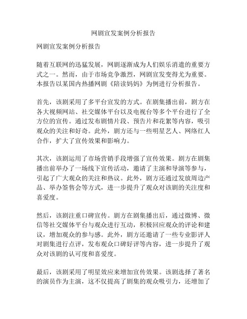 网剧宣发案例分析报告