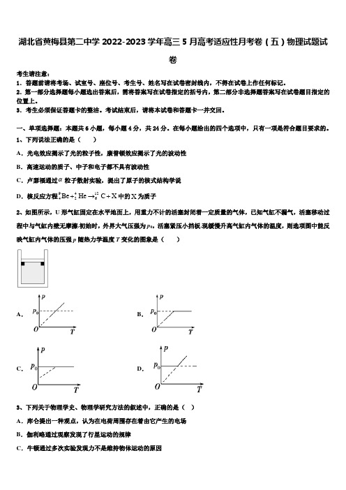 湖北省黄梅县第二中学2022-2023学年高三5月高考适应性月考卷(五)物理试题试卷