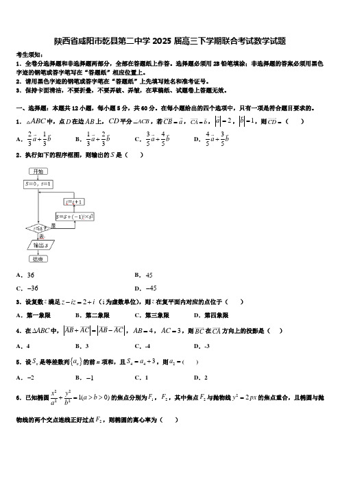 陕西省咸阳市乾县第二中学2025届高三下学期联合考试数学试题含解析