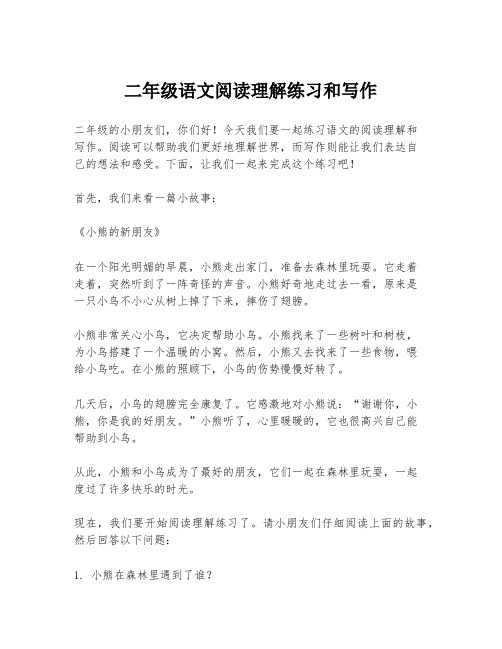 二年级语文阅读理解练习和写作