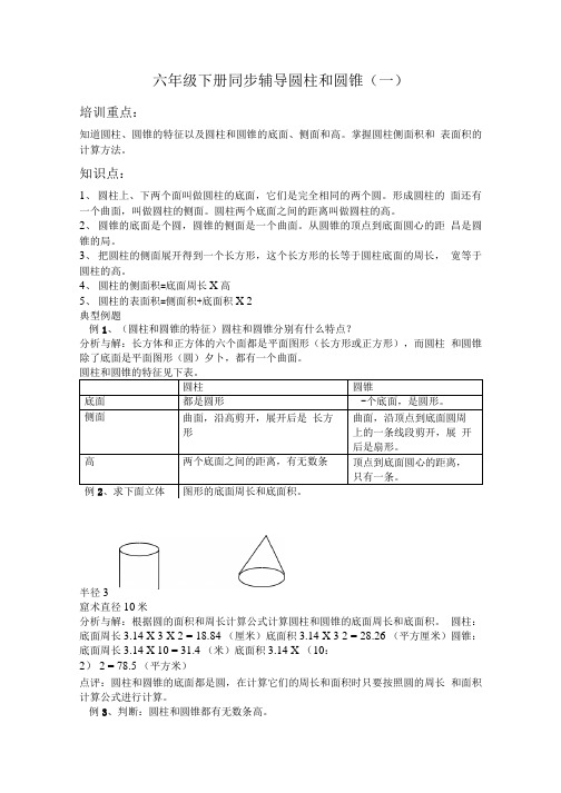 六年级下册同步辅导圆柱和圆锥(一)).doc