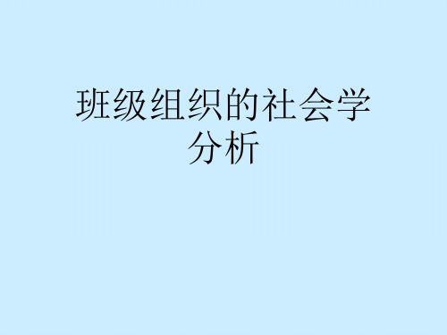 班级组织的社会学分析