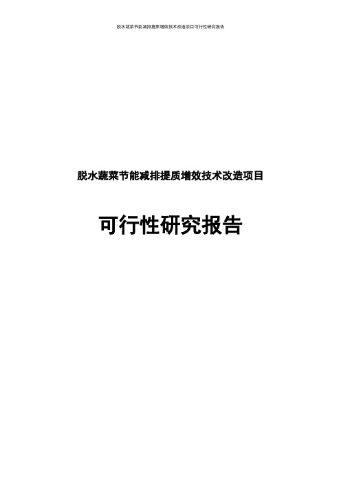 脱水蔬菜节能减排提质增效术改造项目可行性研究报告