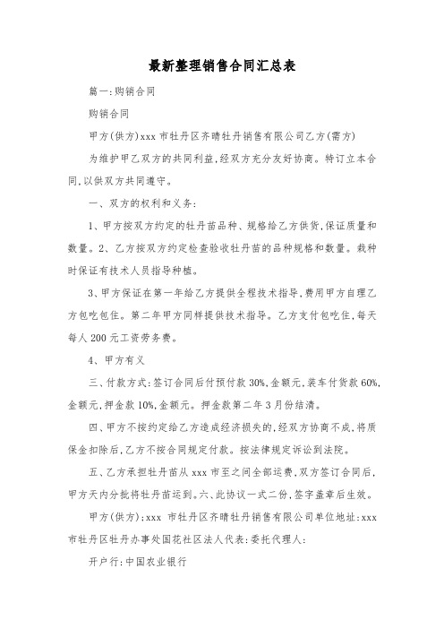 最新整理销售合同汇总表.docx