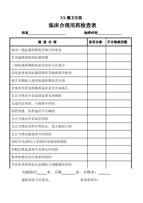 合理用药检查表