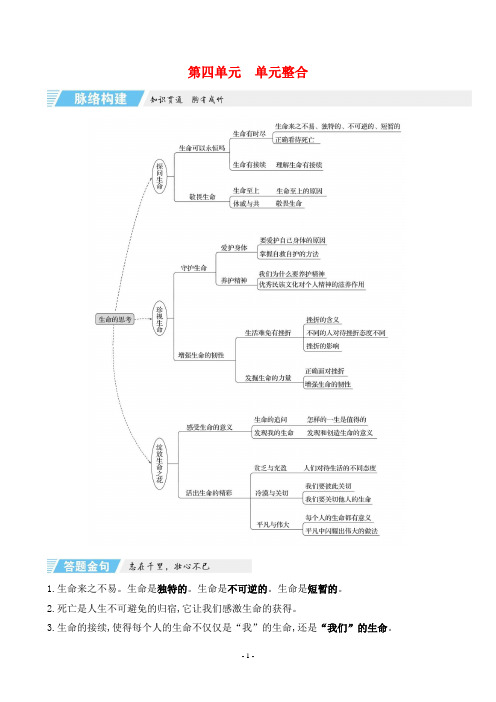 2023年部编版七年级上册道德与法治第四单元知识点单元整合