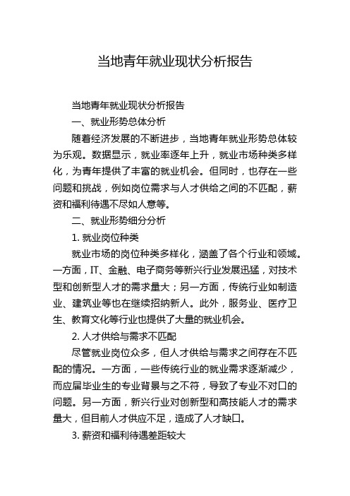 当地青年就业现状分析报告