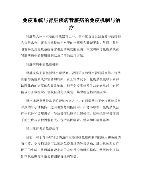 免疫系统与肾脏疾病肾脏病的免疫机制与治疗