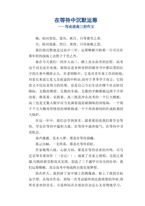 高三散文习作：在等待中沉默运筹(1)