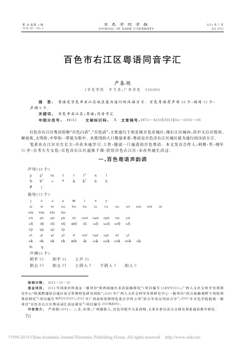 百色市右江区粤语同音字汇