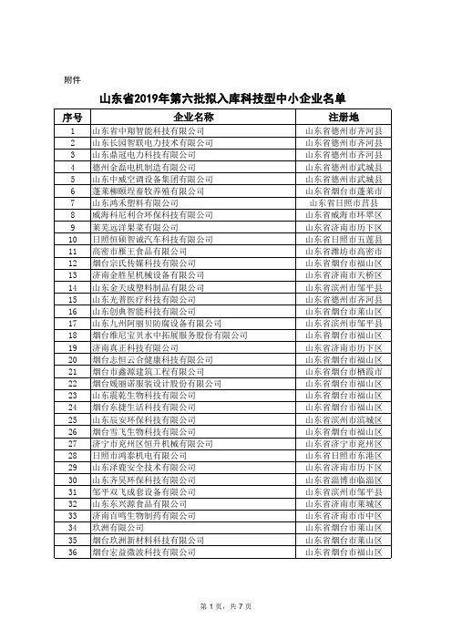 文件-山东省2019年第六批拟入库科技型中小企业名单