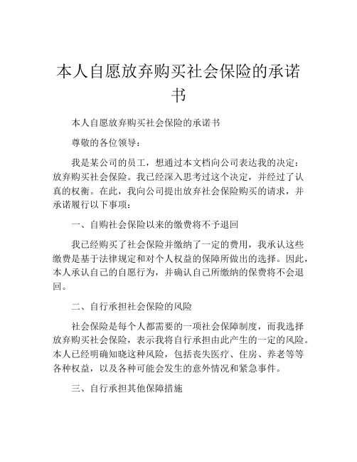 本人自愿放弃购买社会保险的承诺书 (5)