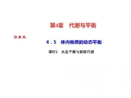 2018年秋浙教版九年级科学上册习题课件：4.5 体内物质的动态平衡课时2 水盐平衡与新陈代谢 (共24张PPT)